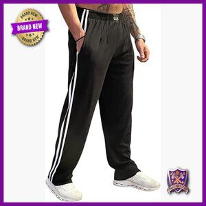 Relaxed Fit Sweatpants with Stripes, Cotton Blend, Elastic Waist, Casual Active